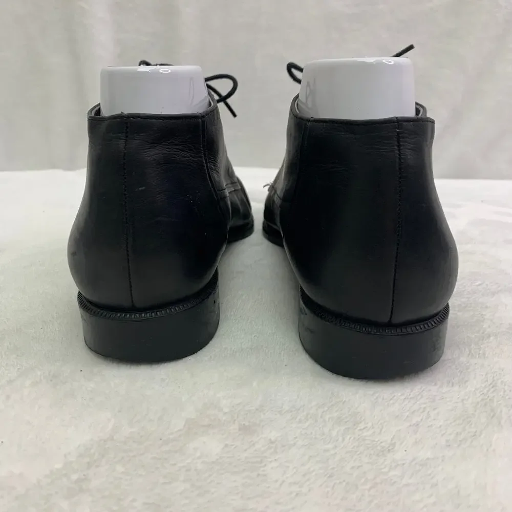 Easy Spirit Mens 9.5 Chukka Style Lace Up Oxford Dress Shoes Black Leather